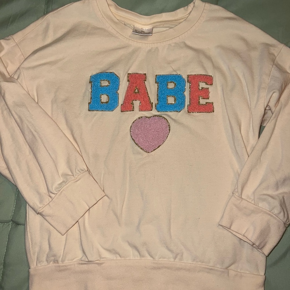 Cream Sweatshirt with Colorful 'Babe' Design